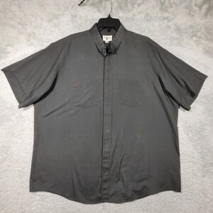 Friar Tuck Shirt Mens 17.5 Short Sleeve Button Down Charcoal Gray Workwear
